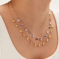 304 Stainless Steel 18K Gold Plated Streetwear Plating Inlay Shell Zircon Necklace main image 6