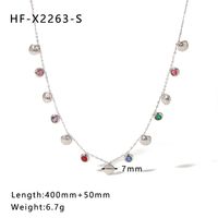 304 Stainless Steel 18K Gold Plated Streetwear Plating Inlay Shell Zircon Necklace sku image 1