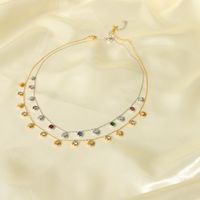 304 Stainless Steel 18K Gold Plated Streetwear Plating Inlay Shell Zircon Necklace main image 4