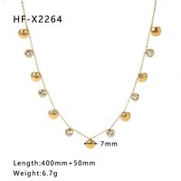 304 Stainless Steel 18K Gold Plated Streetwear Plating Inlay Shell Zircon Necklace sku image 2