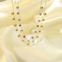 304 Stainless Steel 18K Gold Plated Streetwear Plating Inlay Shell Zircon Necklace main image 2