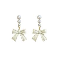 1 Pair Sweet Bow Knot Plating Artificial Pearl Alloy Drop Earrings main image 4