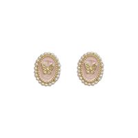 1 Pair Retro Butterfly Enamel Inlay Alloy Artificial Pearls Ear Studs main image 2