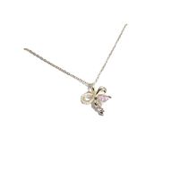 Streetwear Bow Knot Titanium Steel Inlay Artificial Gemstones Charms Pendant Necklace main image 5