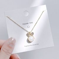 Streetwear Bow Knot Titanium Steel Inlay Artificial Gemstones Charms Pendant Necklace sku image 5