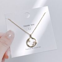 Streetwear Bow Knot Titanium Steel Inlay Artificial Gemstones Charms Pendant Necklace sku image 6