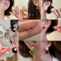 1 Pair Elegant Lady Simple Style Geometric Heart Shape Plating Inlay Alloy Zircon Ear Studs main image 6