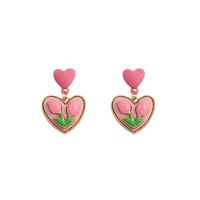1 Pair Cute Heart Shape Flower Bow Knot Plating Inlay Alloy Artificial Gemstones Drop Earrings Ear Studs main image 5