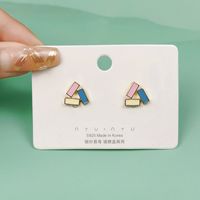 1 Pair Cute Heart Shape Flower Bow Knot Plating Inlay Alloy Artificial Gemstones Drop Earrings Ear Studs sku image 1