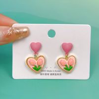 1 Pair Cute Heart Shape Flower Bow Knot Plating Inlay Alloy Artificial Gemstones Drop Earrings Ear Studs sku image 44