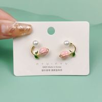 1 Pair Cute Heart Shape Flower Bow Knot Plating Inlay Alloy Artificial Gemstones Drop Earrings Ear Studs sku image 13