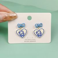 1 Pair Cute Heart Shape Flower Bow Knot Plating Inlay Alloy Artificial Gemstones Drop Earrings Ear Studs sku image 24