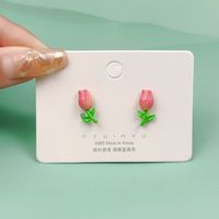 1 Pair Cute Heart Shape Flower Bow Knot Plating Inlay Alloy Artificial Gemstones Drop Earrings Ear Studs sku image 28