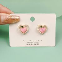 1 Pair Cute Heart Shape Flower Bow Knot Plating Inlay Alloy Artificial Gemstones Drop Earrings Ear Studs sku image 23