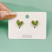 1 Pair Cute Heart Shape Flower Bow Knot Plating Inlay Alloy Artificial Gemstones Drop Earrings Ear Studs sku image 15