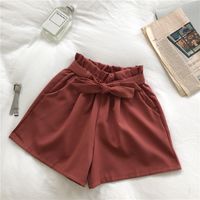 Women's Street Casual Solid Color Shorts Bowknot Wide Leg Pants main image 3