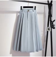 Summer Spring Casual Solid Color Cotton Midi Dress Skirts main image 5