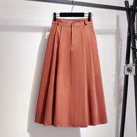 Summer Spring Casual Solid Color Cotton Midi Dress Skirts main image 3