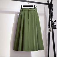 Summer Spring Casual Solid Color Cotton Midi Dress Skirts main image 2