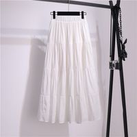 Summer Spring Casual Solid Color Cotton Maxi Long Dress Skirts main image 4
