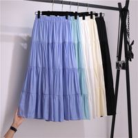 Summer Spring Casual Solid Color Cotton Maxi Long Dress Skirts main image 5