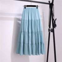 Summer Spring Casual Solid Color Cotton Maxi Long Dress Skirts main image 2