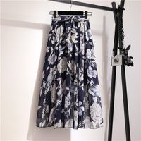 Summer Casual Vintage Style Geometric Polka Dots Flower Polyester Chiffon Maxi Long Dress Skirts main image 4