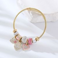 Wholesale Jewelry Elegant Lady Round Heart Shape Alloy Rhinestones Inlay Bangle main image 5