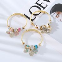 Wholesale Jewelry Elegant Lady Round Heart Shape Alloy Rhinestones Inlay Bangle main image 1