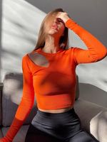 Women's T-shirt Long Sleeve T-shirts Sexy Solid Color main image 4
