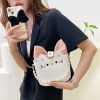 Women's Small Pu Leather Cat Cute Streetwear Pearls Bucket Magnetic Buckle Crossbody Bag main image 1