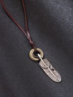 Hip-hop Feather Alloy Leather Rope Plating Silver Plated Men's Necklace main image 2