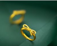 Simple Style Bow Knot Brass Plating Gold Plated Open Rings sku image 5