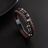 Punk Einfarbig Rostfreier Stahl Pu-leder Männer Armband main image 2