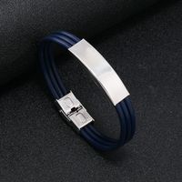 Casual Solid Color Stainless Steel Leather Braid Men's Bracelets main image 6