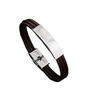 Casual Solid Color Stainless Steel Leather Braid Men's Bracelets main image 3