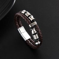 Punk Einfarbig Rostfreier Stahl Pu-leder Männer Armband sku image 2