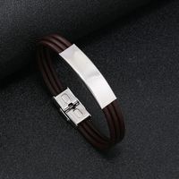Casual Solid Color Stainless Steel Leather Braid Men's Bracelets sku image 2