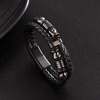 Punk Einfarbig Rostfreier Stahl Pu-leder Männer Armband sku image 1