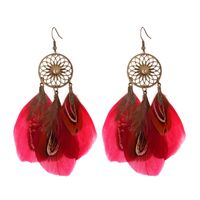 1 Pair Ethnic Style Bohemian Feather Plating Alloy Drop Earrings main image 4