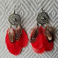 1 Pair Ethnic Style Bohemian Feather Plating Alloy Drop Earrings main image 3