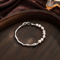 Elegant Round Imitation Pearl Alloy Copper Plating Chain 18k Gold Plated Bracelets main image 4