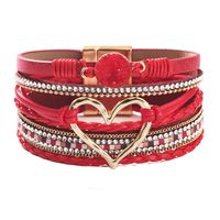 Wholesale Jewelry Streetwear Geometric Heart Shape Pu Leather Alloy Plating Bangle main image 5