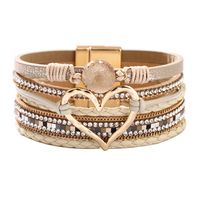Wholesale Jewelry Streetwear Geometric Heart Shape Pu Leather Alloy Plating Bangle main image 1