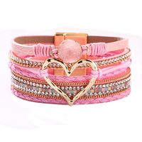 Wholesale Jewelry Streetwear Geometric Heart Shape Pu Leather Alloy Plating Bangle main image 4