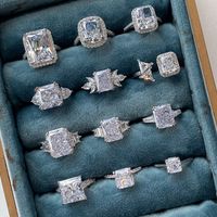 Elegant Romantic Shiny Geometric Sterling Silver High Carbon Diamond Rings In Bulk main image 4