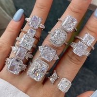 Elegant Romantic Shiny Geometric Sterling Silver High Carbon Diamond Rings In Bulk main image 6