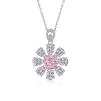 Classic Style Water Droplets Flower Sterling Silver Zircon Pendant Necklace In Bulk main image 2