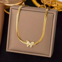 304 Stainless Steel Plastic 18K Gold Plated Sweet Streetwear Plating Butterfly Acrylic Plastic Necklace sku image 3