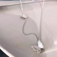 304 Stainless Steel Plastic 18K Gold Plated Sweet Streetwear Plating Butterfly Acrylic Plastic Necklace sku image 1